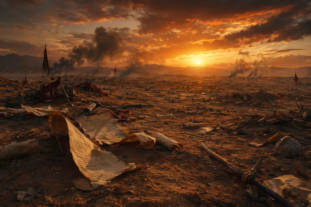 The battlefield of Yamāma — scrolls scattered among the fallen memorisers